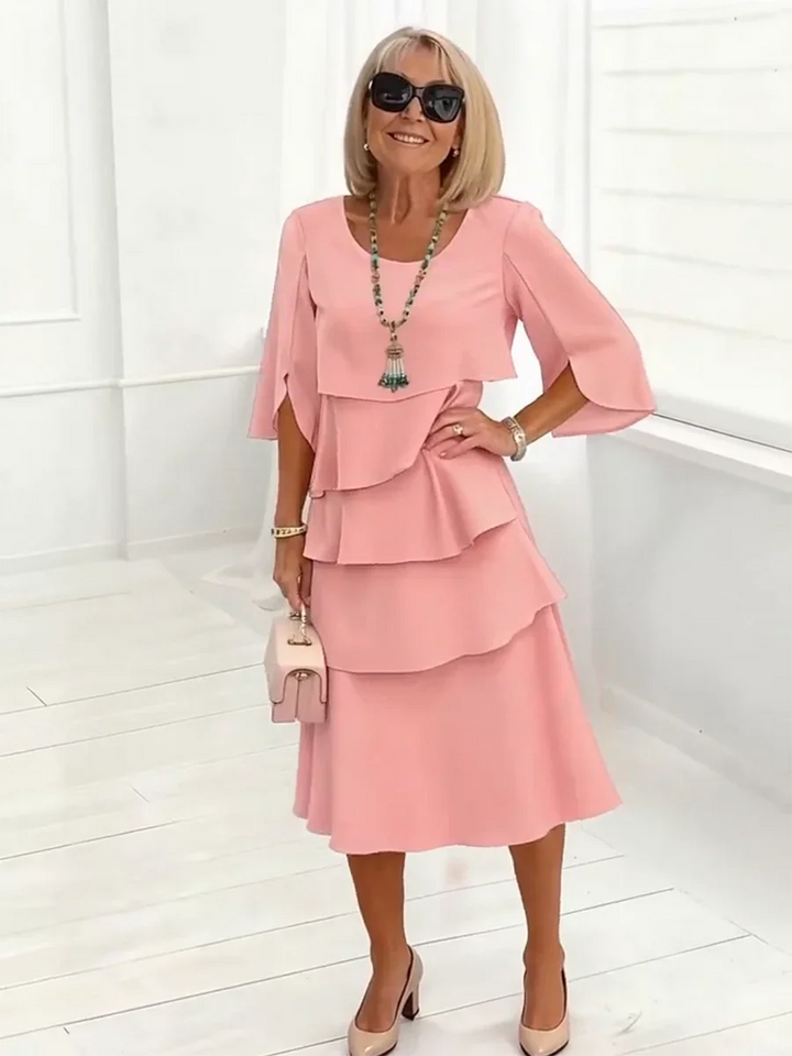 Diane | Split-Sleeve Ruffle Midi Dress