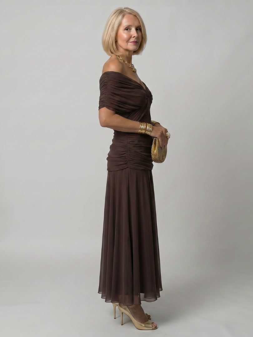 Janet | Off Shoulder Flow Midi Dress