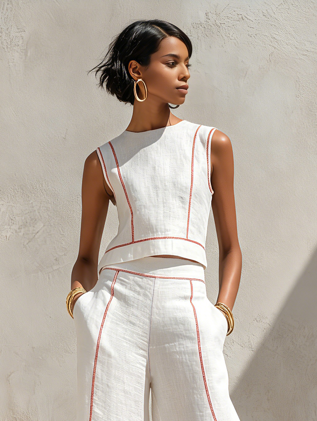 Mireille | Contrast Linen Set