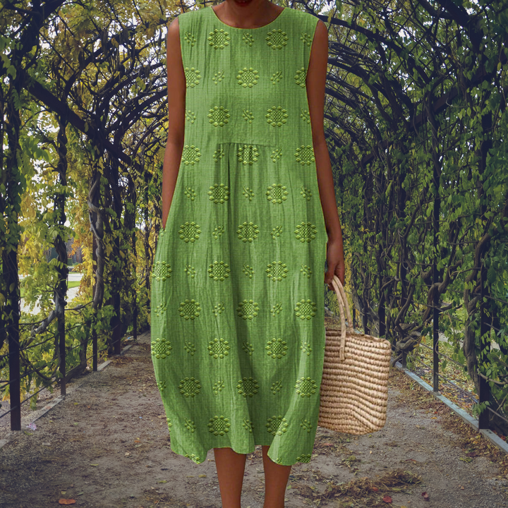 Elizabeth | Embroidered Sleeveless Midi Dress