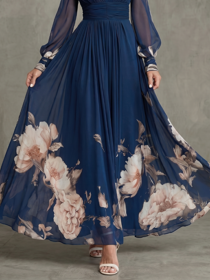 Carol | Pleated Sheer Sleeves Maxi Dress