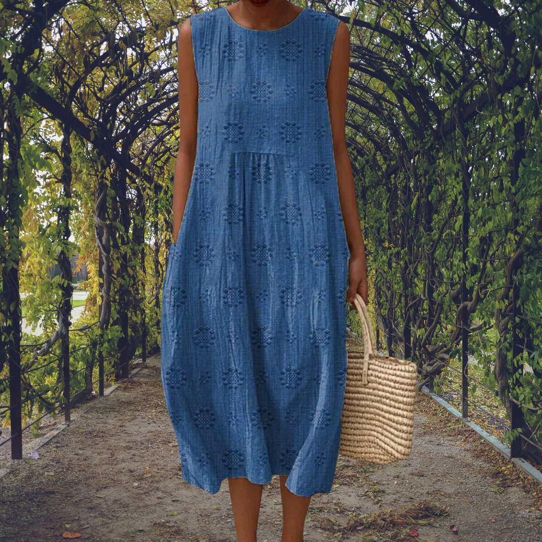 Elizabeth | Embroidered Sleeveless Midi Dress