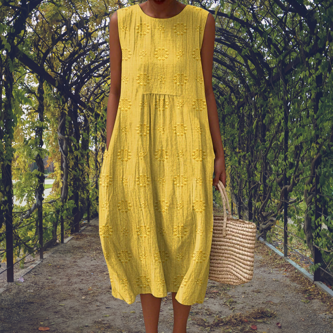 Elizabeth | Embroidered Sleeveless Midi Dress