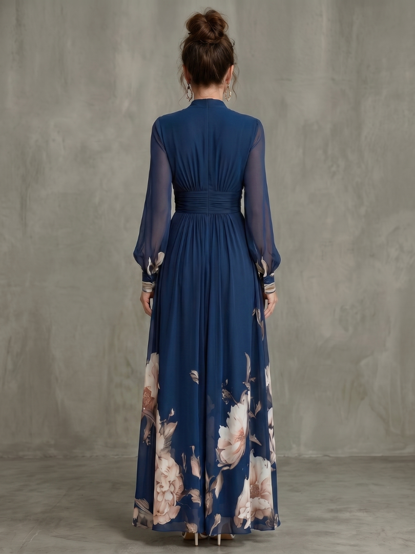 Carol | Pleated Sheer Sleeves Maxi Dress