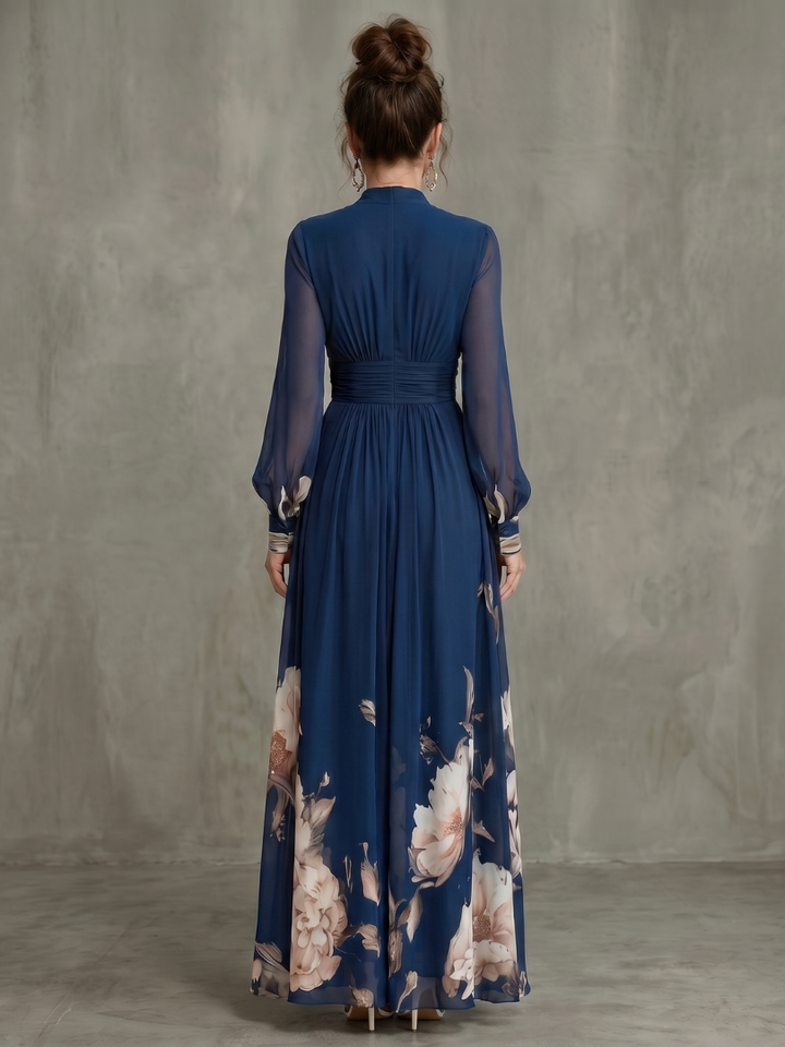 Carol | Pleated Sheer Sleeves Maxi Dress