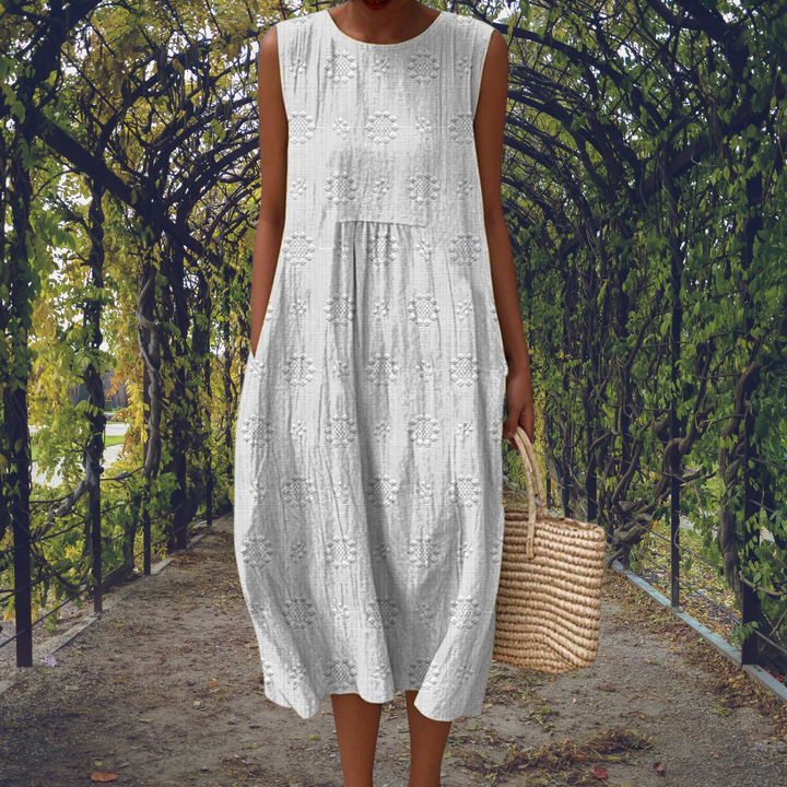 Elizabeth | Embroidered Sleeveless Midi Dress