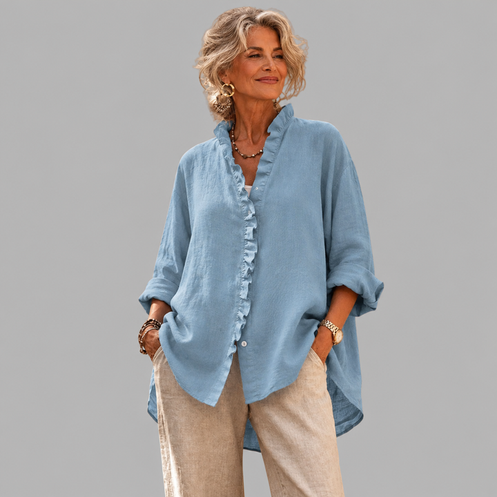 Carol | Ruffled Linen-Blend Shirt
