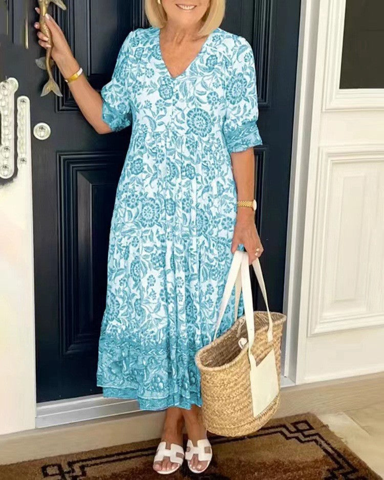Lorraine | Floral V-Neck Maxi Dress