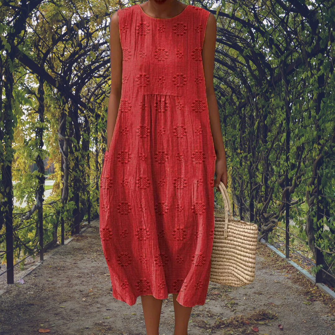 Elizabeth | Embroidered Sleeveless Midi Dress