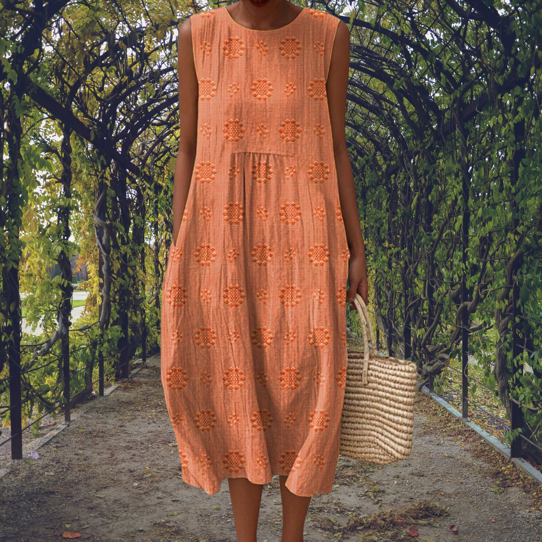 Elizabeth | Embroidered Sleeveless Midi Dress