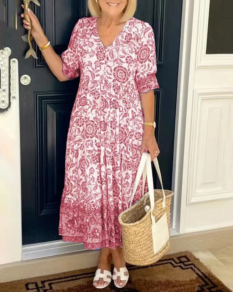 Lorraine | Floral V-Neck Maxi Dress