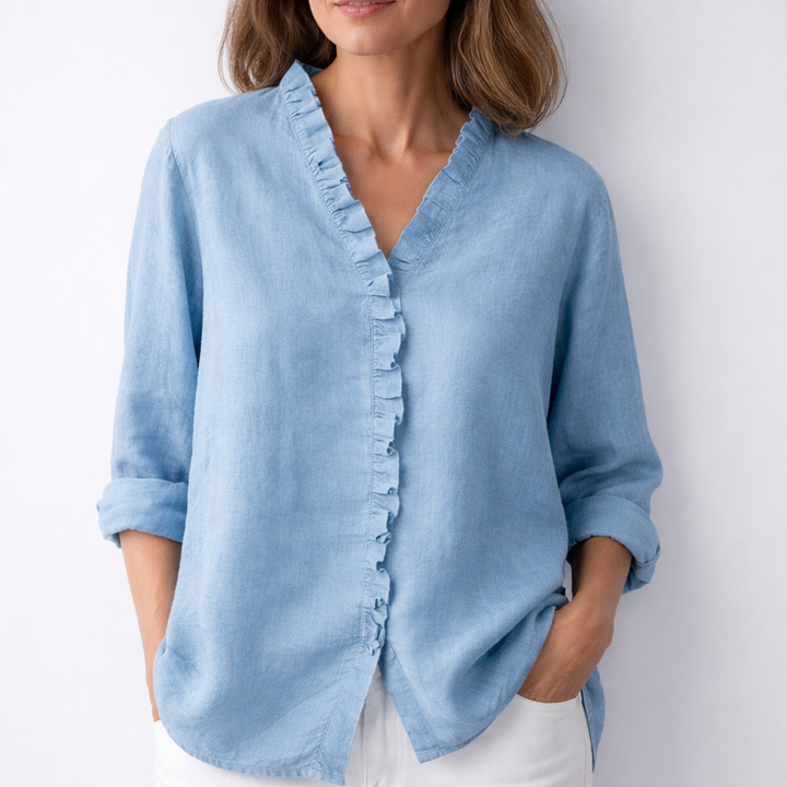 Carol | Ruffled Linen-Blend Shirt