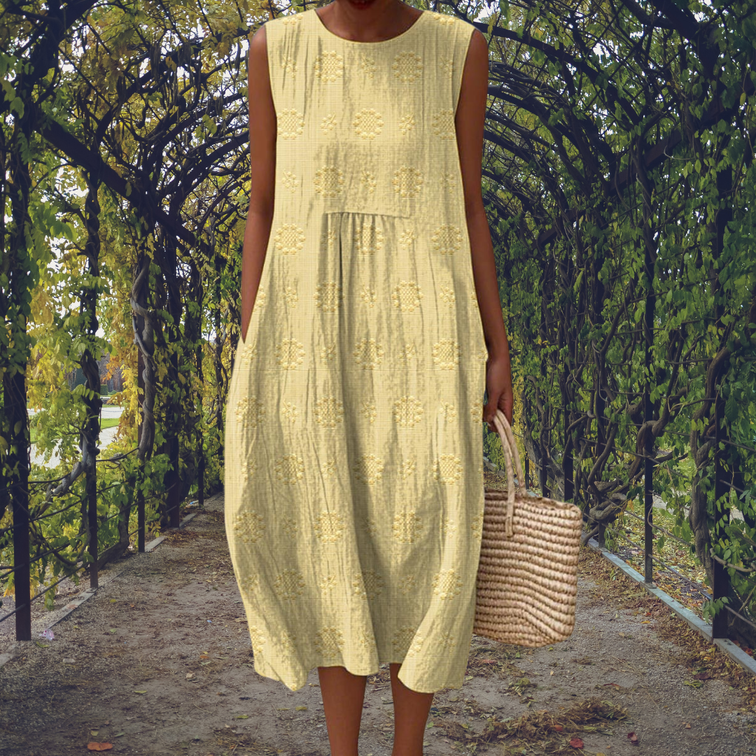 Elizabeth | Embroidered Sleeveless Midi Dress