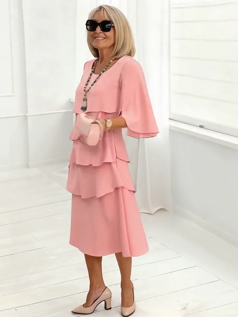 Diane | Split-Sleeve Ruffle Midi Dress