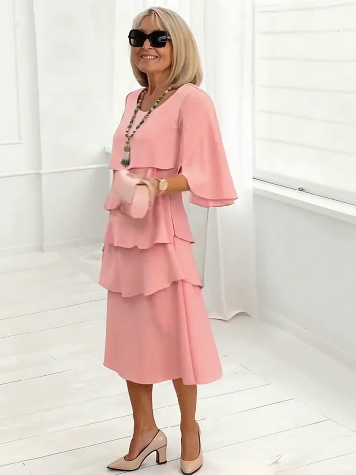 Diane | Split-Sleeve Ruffle Midi Dress