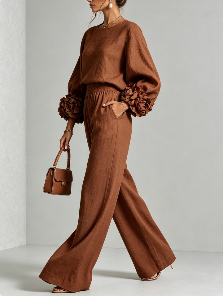 Marlene | Elegant Floral Cuff Two-Piece Set