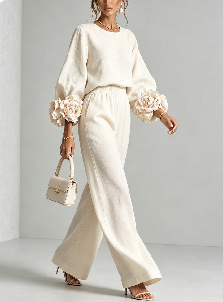 Marlene | Elegant Floral Cuff Two-Piece Set