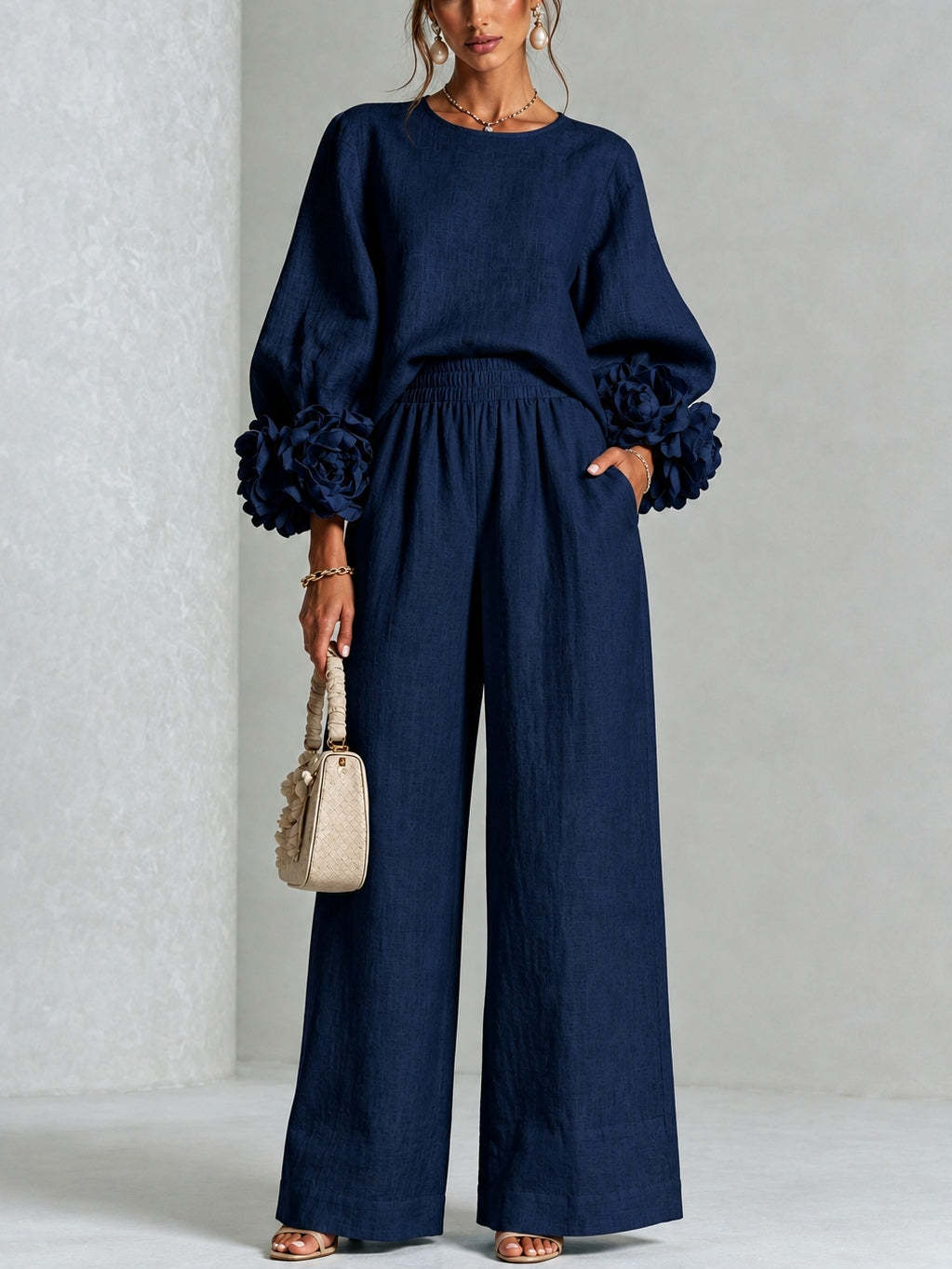 Marlene | Elegant Floral Cuff Two-Piece Set