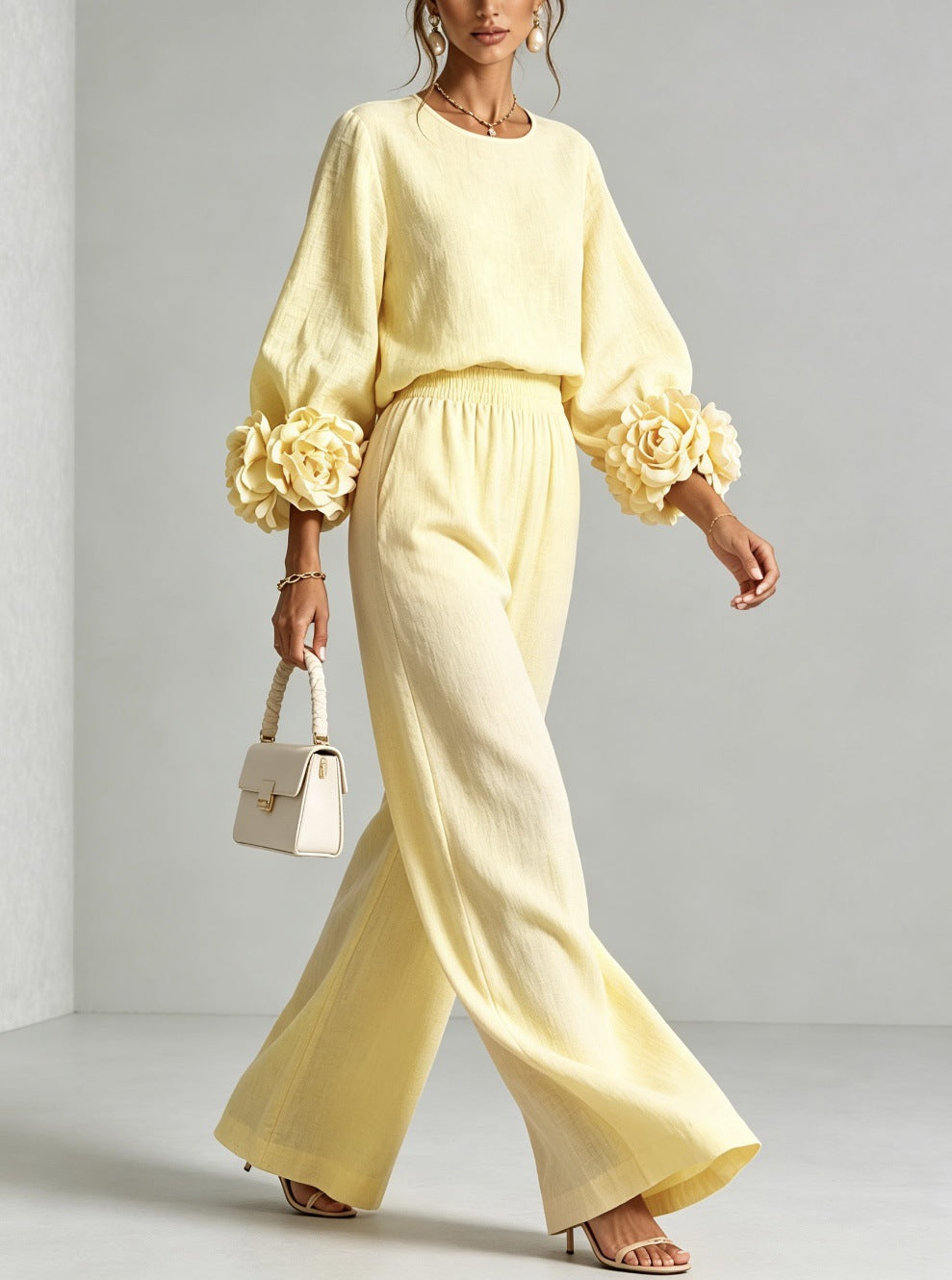 Marlene | Elegant Floral Cuff Two-Piece Set