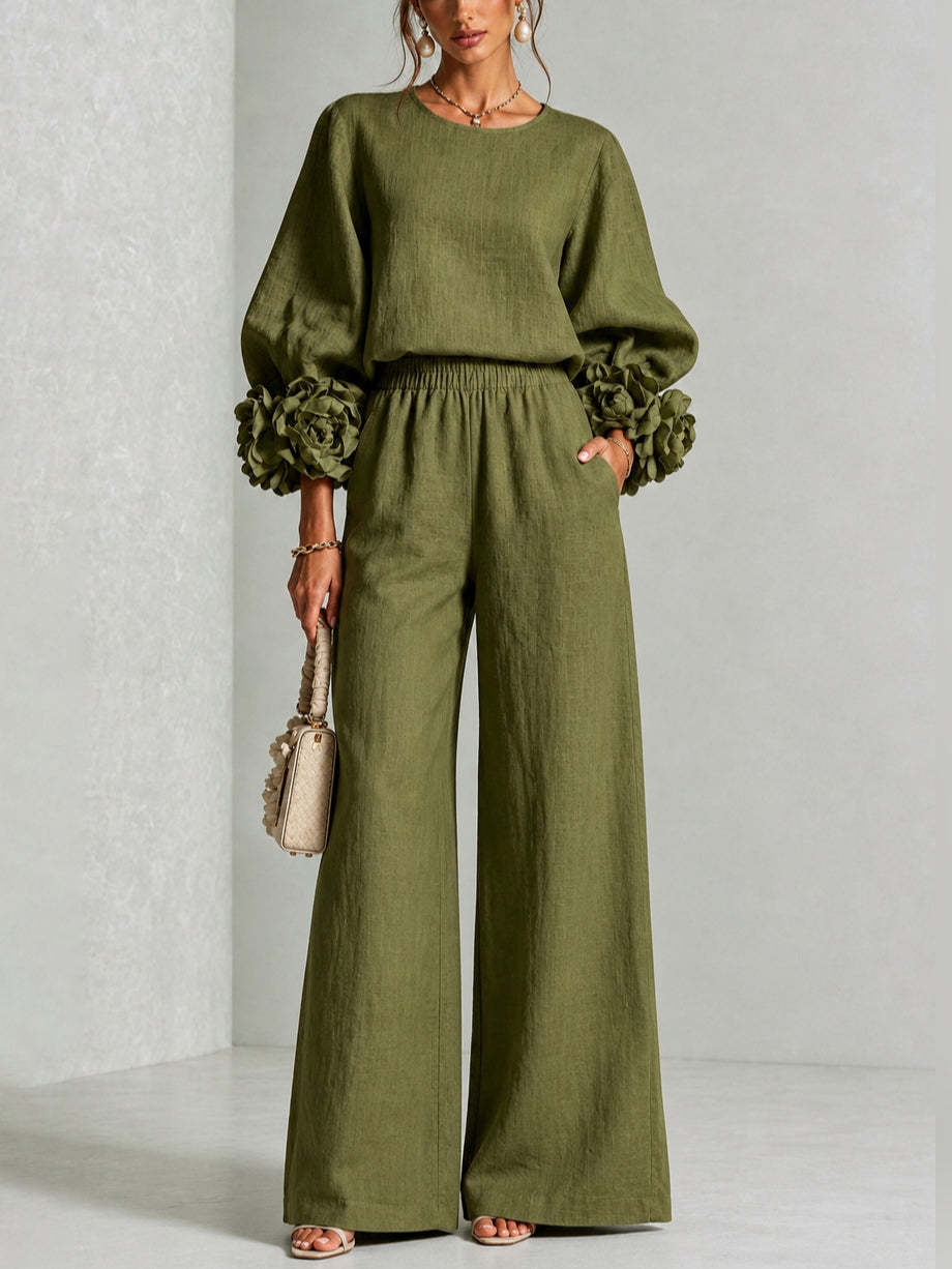 Marlene | Elegant Floral Cuff Two-Piece Set