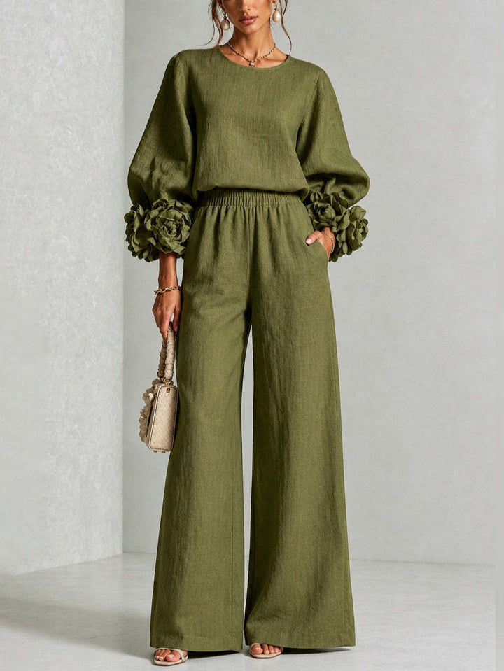 Marlene | Elegant Floral Cuff Two-Piece Set
