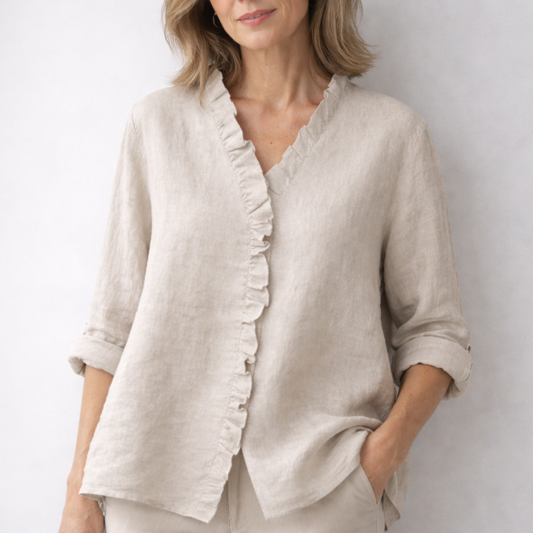 Carol | Ruffled Linen-Blend Shirt