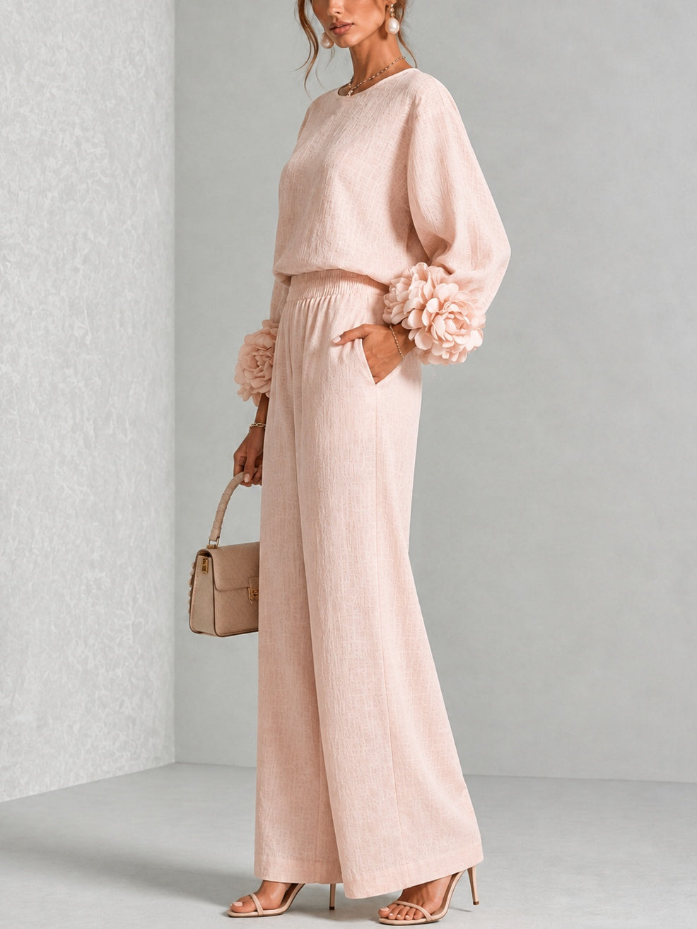 Marlene | Elegant Floral Cuff Two-Piece Set