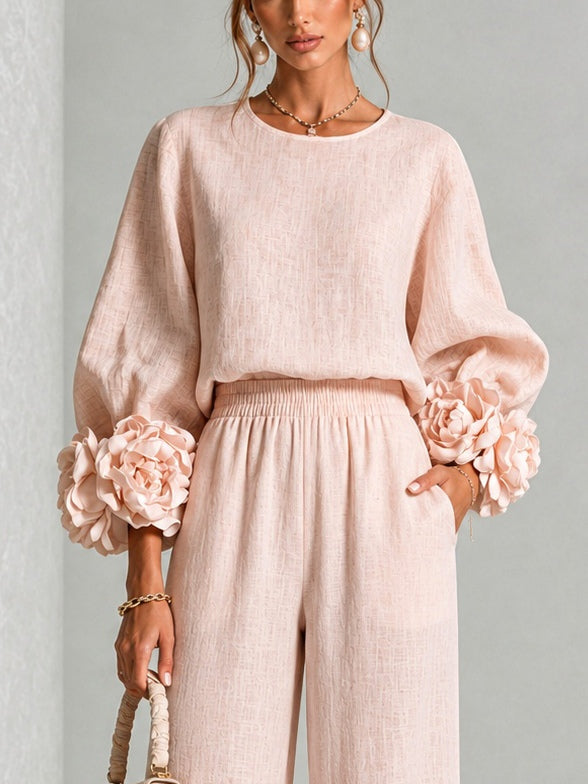 Marlene | Elegant Floral Cuff Two-Piece Set