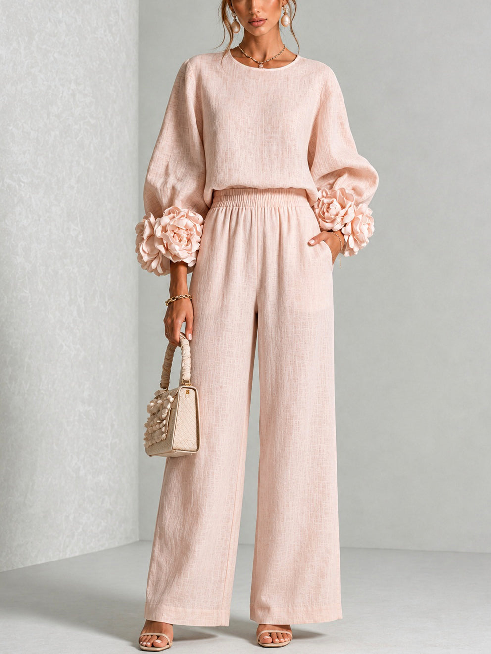 Marlene | Elegant Floral Cuff Two-Piece Set