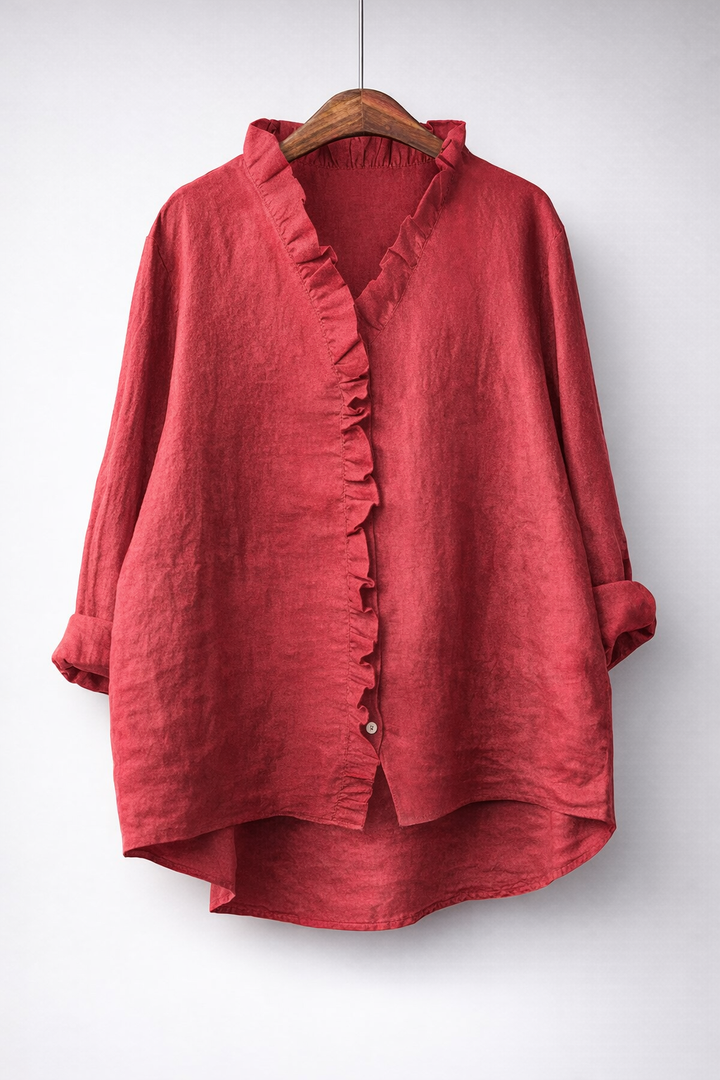 Carol | Ruffled Linen-Blend Shirt