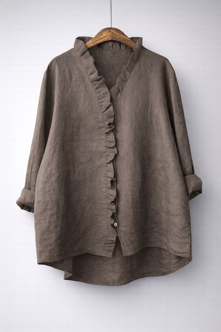 Carol | Ruffled Linen-Blend Shirt
