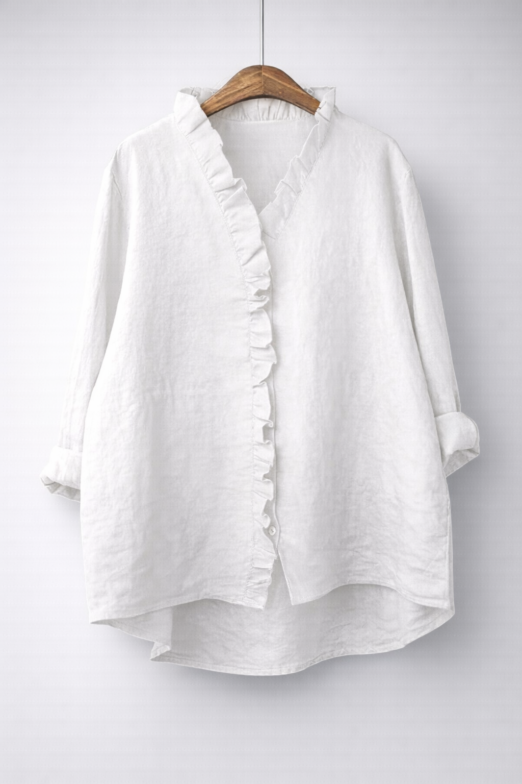 Carol | Ruffled Linen-Blend Shirt