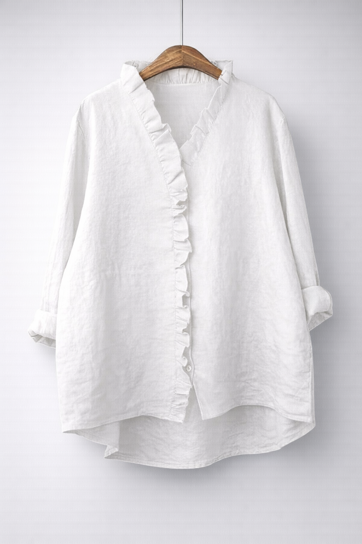 Carol | Ruffled Linen-Blend Shirt