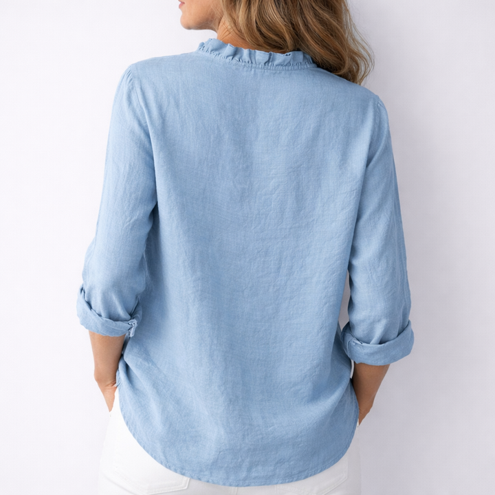 Carol | Ruffled Linen-Blend Shirt