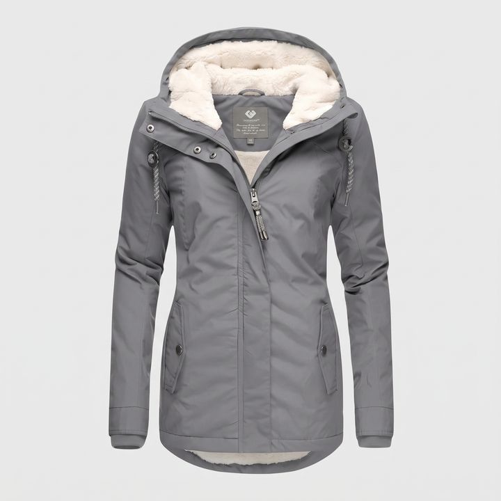 Susan Waterproof Winter Coat with Hood - Grey