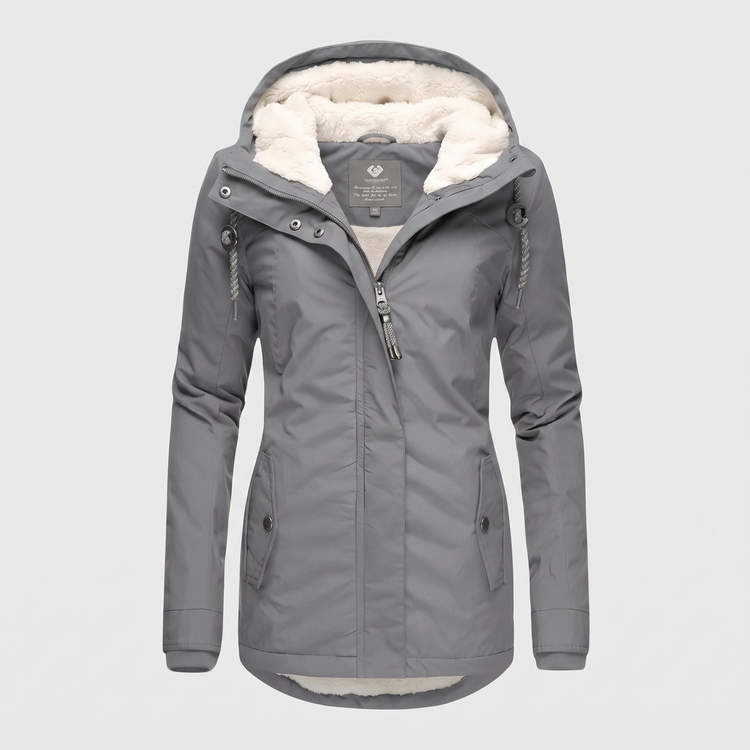 Susan Waterproof Winter Coat with Hood - Grey