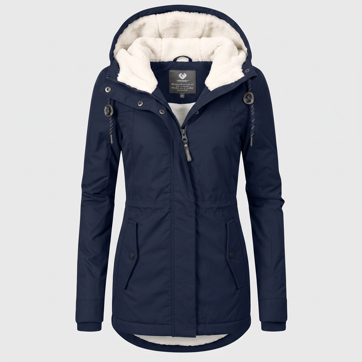 Susan Waterproof Winter Coat with Hood - Navy Blue
