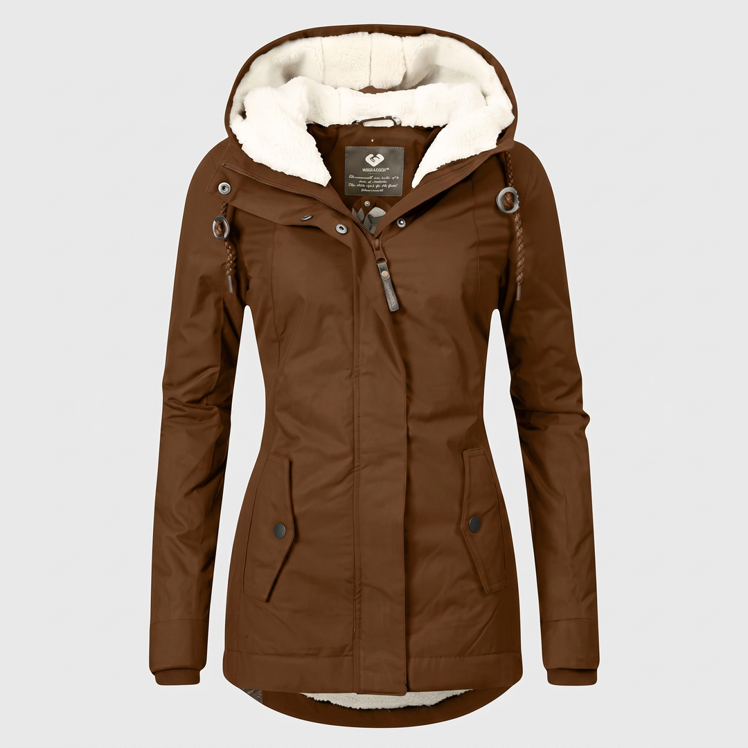 Susan Waterproof Winter Coat with Hood - Khaki